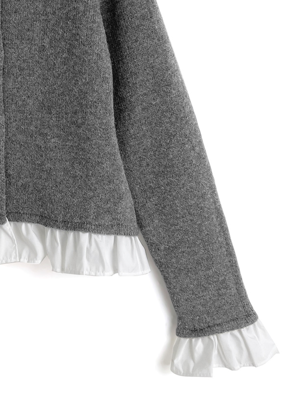 フリルレイヤード風ニットカーディガン