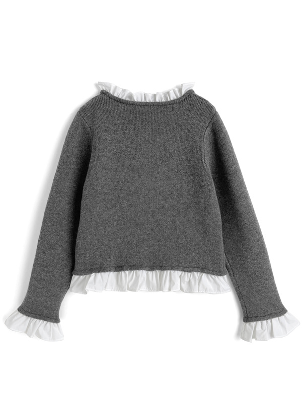 フリルレイヤード風ニットカーディガン