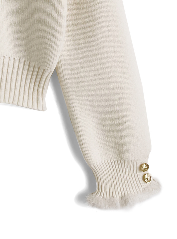 タートルネックボタンニットトップス