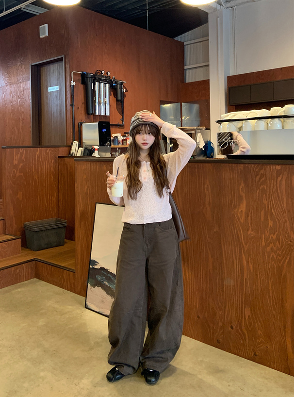 ヘンリーネックニットトップス