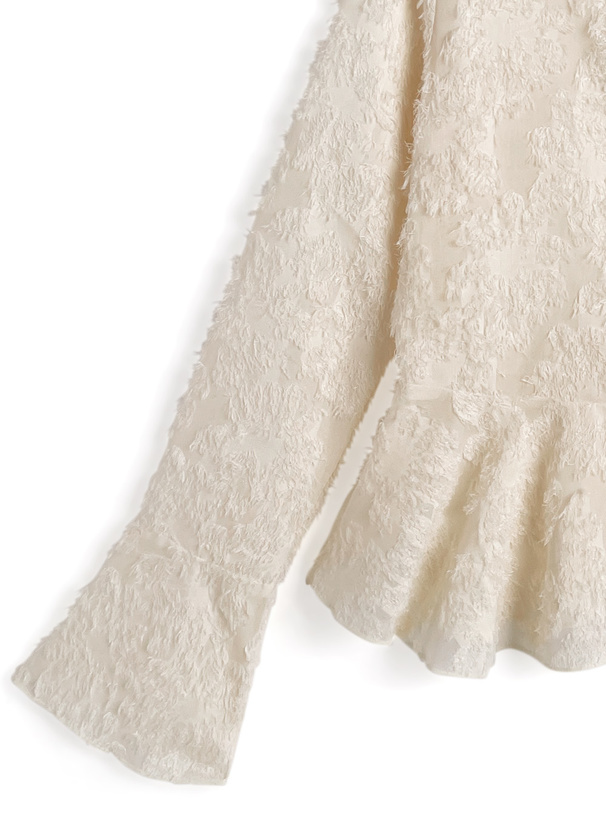 フラワーシアーペプラムトップス