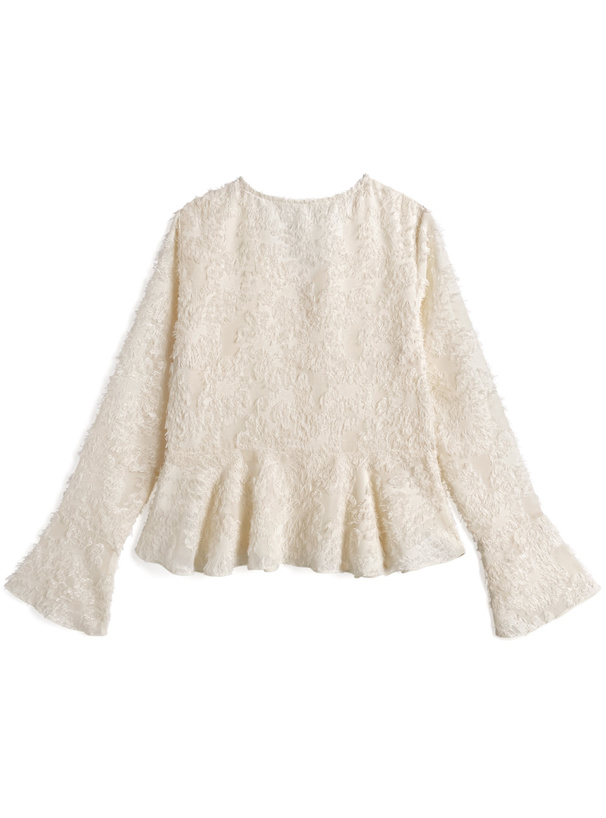 フラワーシアーペプラムトップス