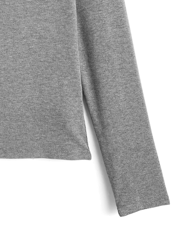 ヘンリーネックリブトップス