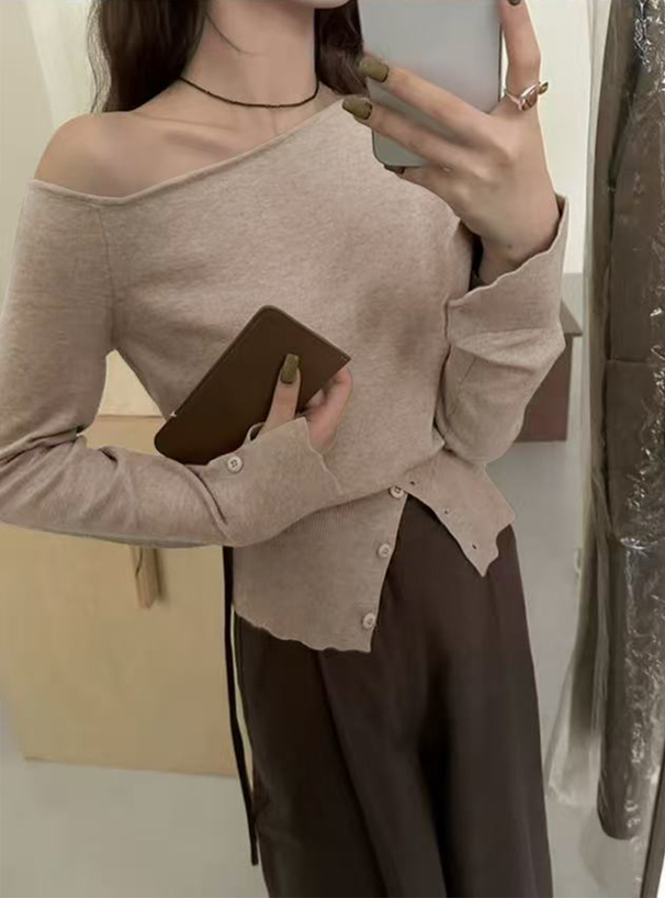 ワンショルダーアシンメトリートップス