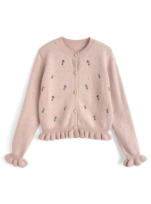 フラワー刺繍ニットカーディガン[an1943]