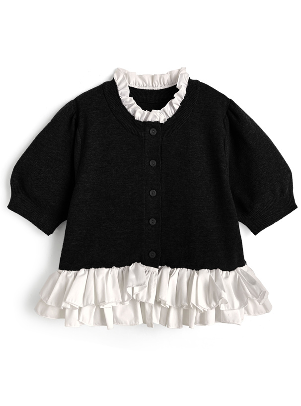 フリルドッキングニットカーディガン