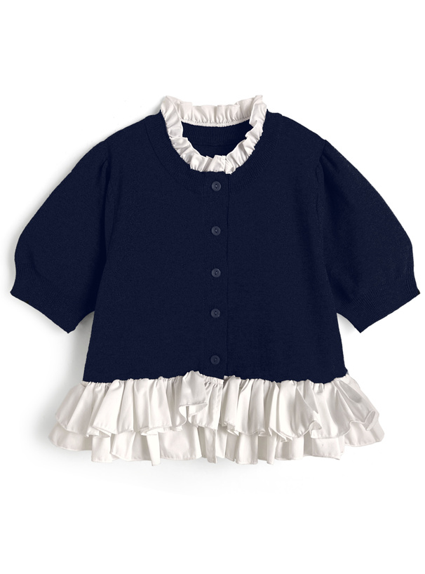 フリルドッキングニットカーディガン