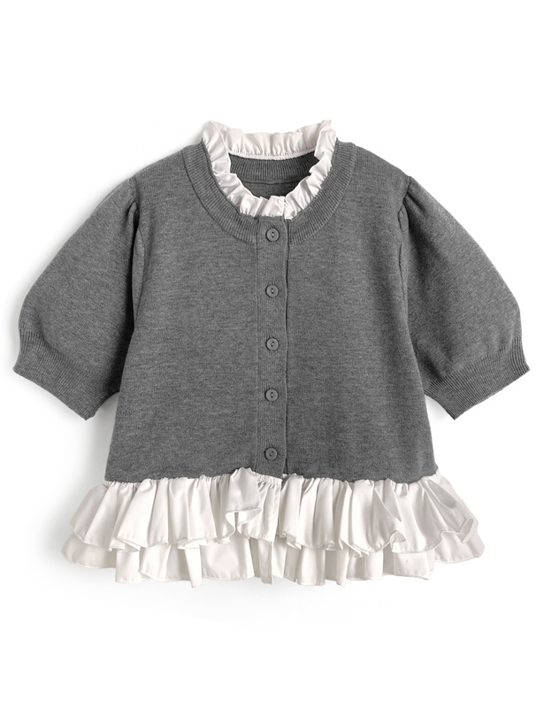 フリルドッキングニットカーディガン