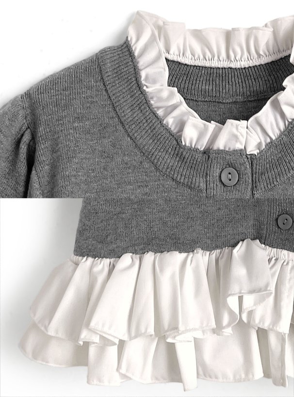 フリルドッキングニットカーディガン