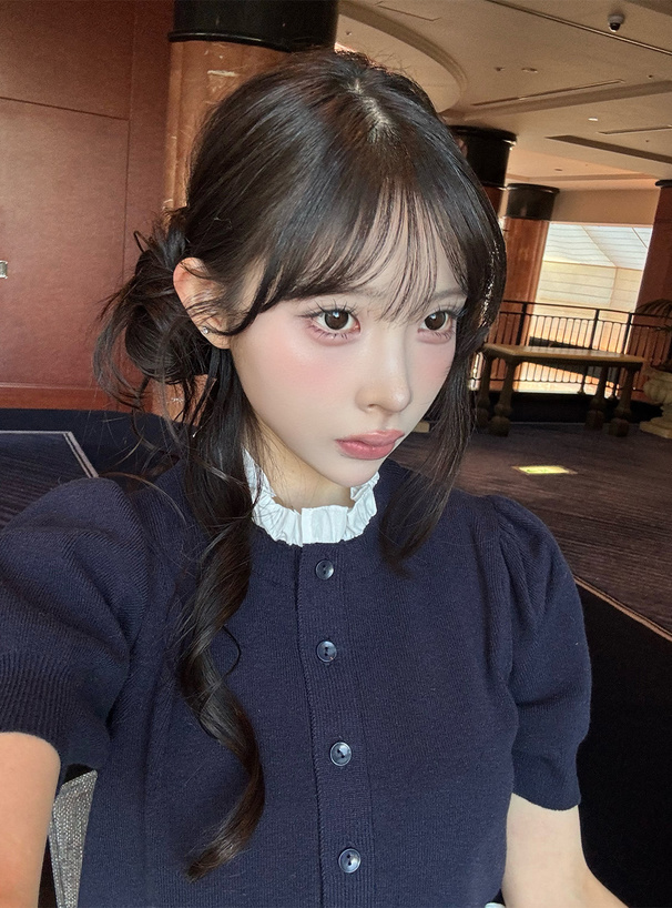 フリルドッキングニットカーディガン