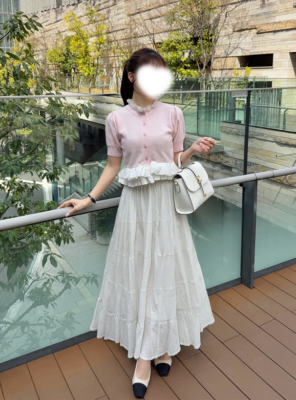 フリルドッキングニットカーディガン