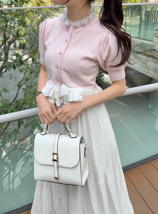 フリルドッキングニットカーディガン