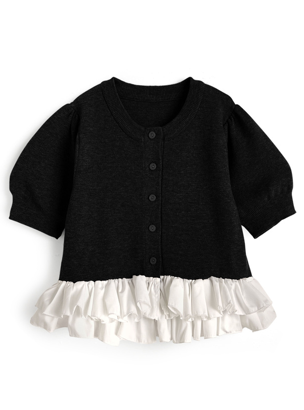 フリルドッキングニットカーディガン