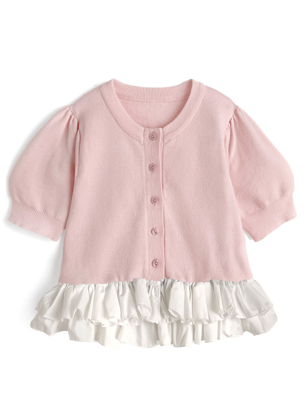 フリルドッキングニットカーディガン