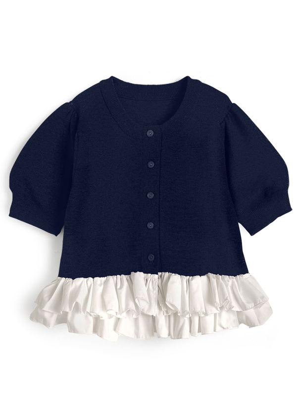 フリルドッキングニットカーディガン