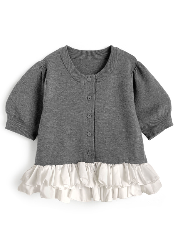 フリルドッキングニットカーディガン