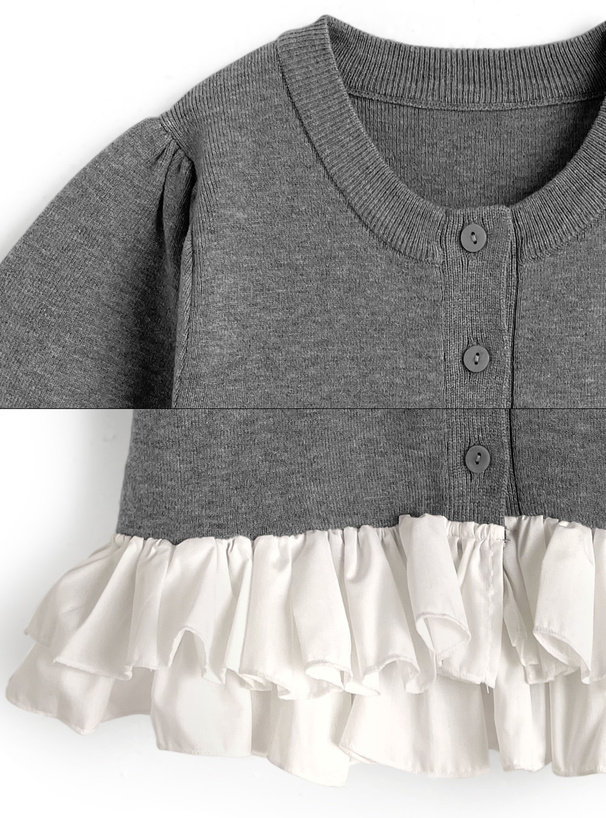 フリルドッキングニットカーディガン