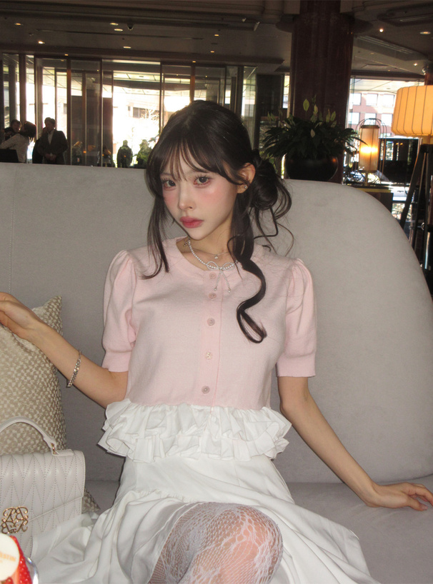 フリルドッキングニットカーディガン