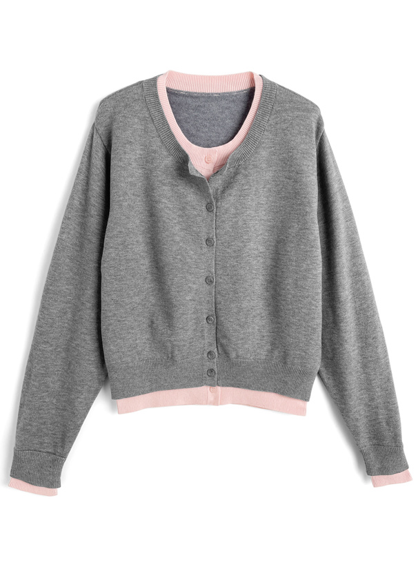 配色レイヤード風ニットカーディガン