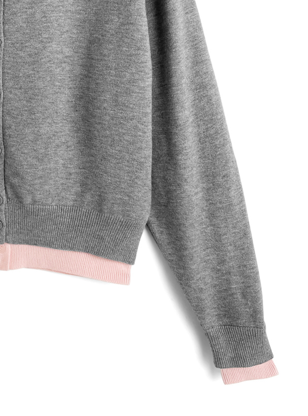 配色レイヤード風ニットカーディガン