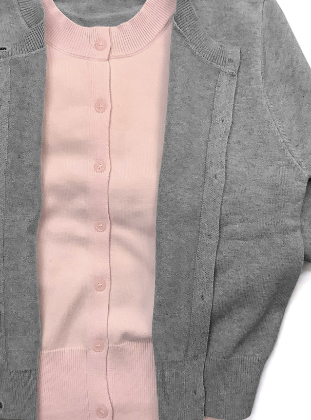 配色レイヤード風ニットカーディガン