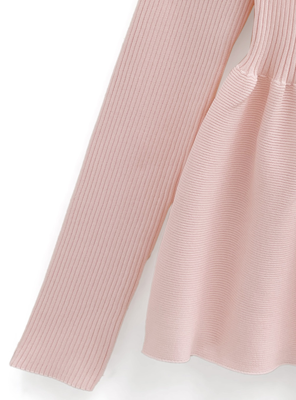 Vネックペプラムリブニットカーディガン