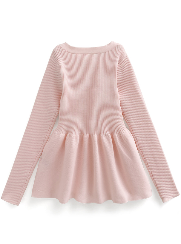 Vネックペプラムリブニットカーディガン