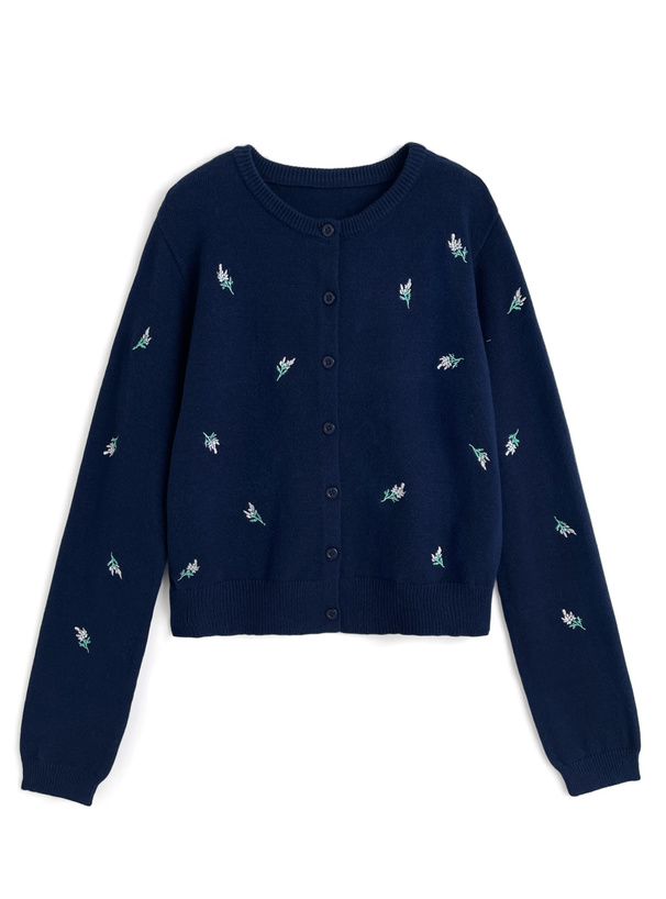 フラワー刺繍ニットカーディガン[an1948]