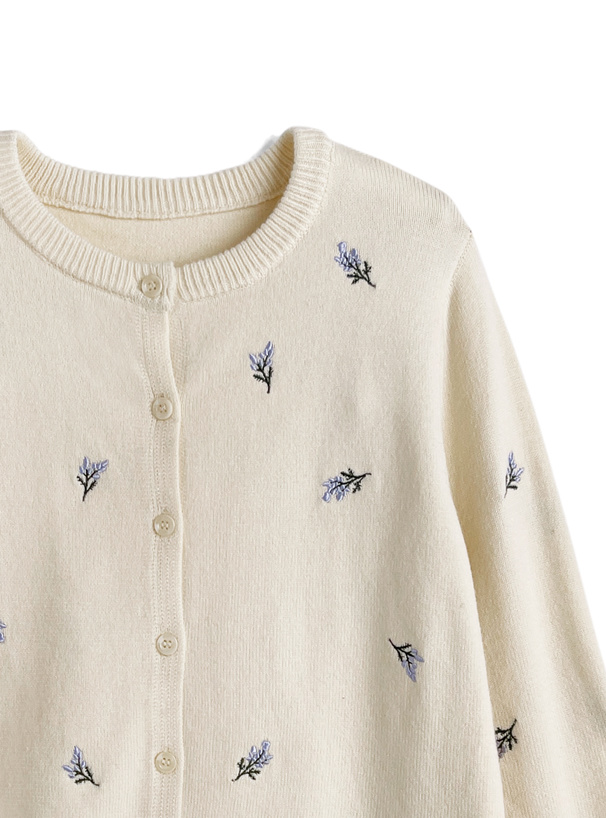 フラワー刺繍ニットカーディガン