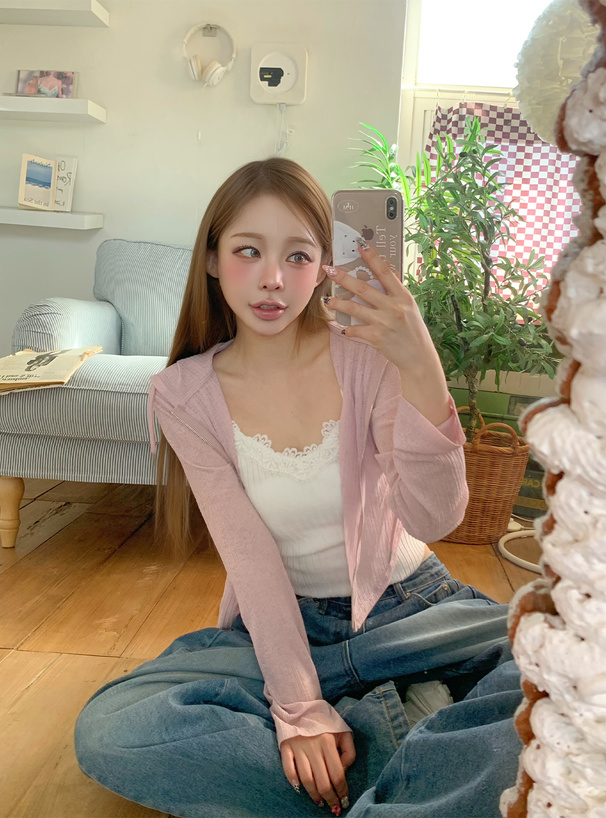 レースリブニットキャミソール