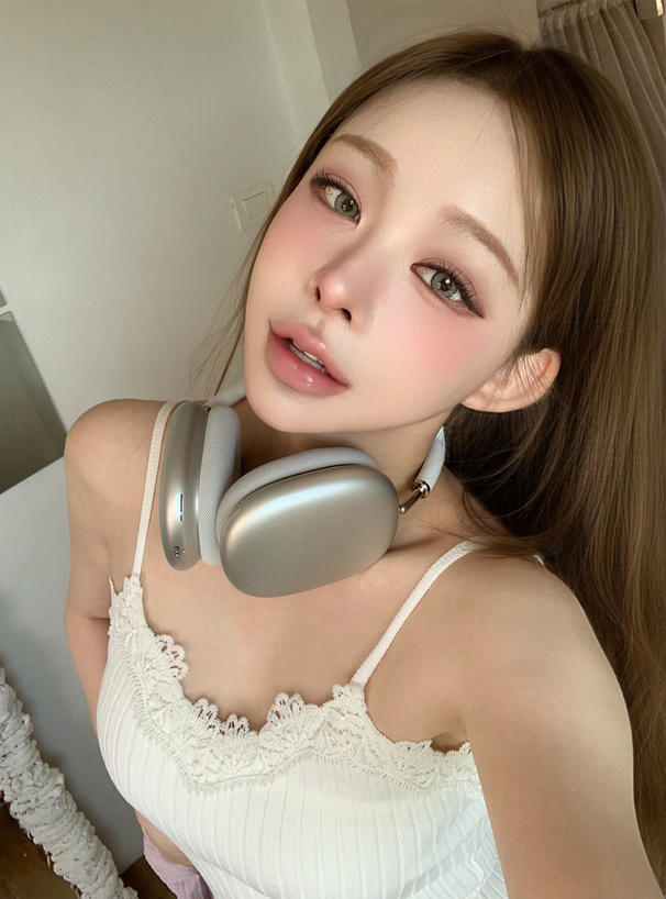 レースリブニットキャミソール