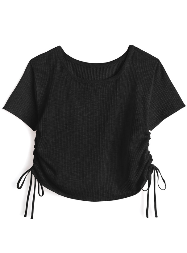 サイドドロストシアーニットトップス