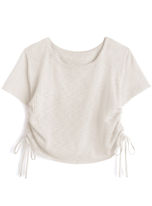 サイドドロストシアーニットトップス