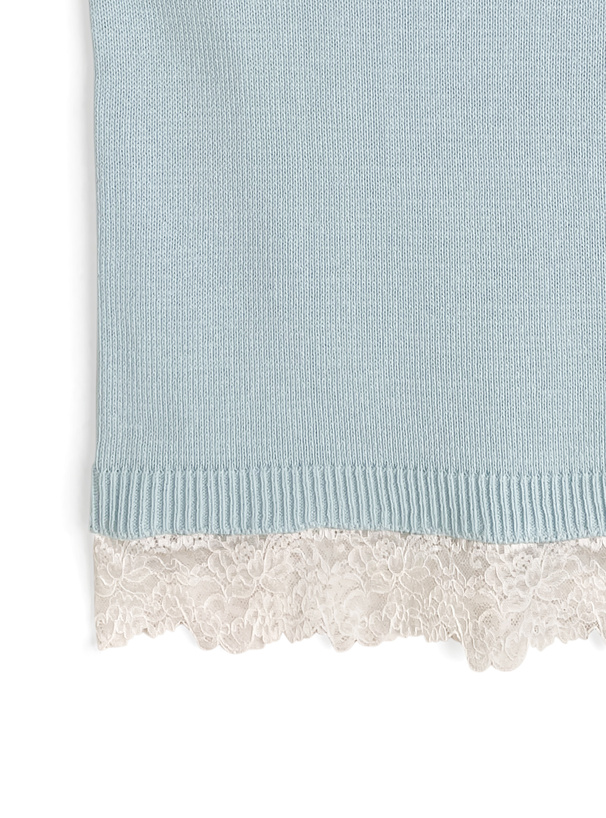 レースドッキングノースリーブニットトップス