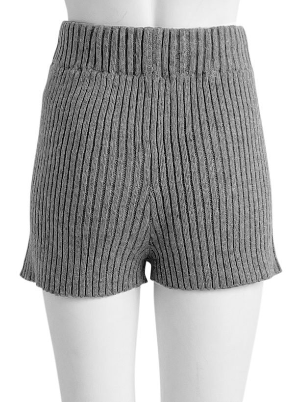 ハイウエストリブニットショートパンツ