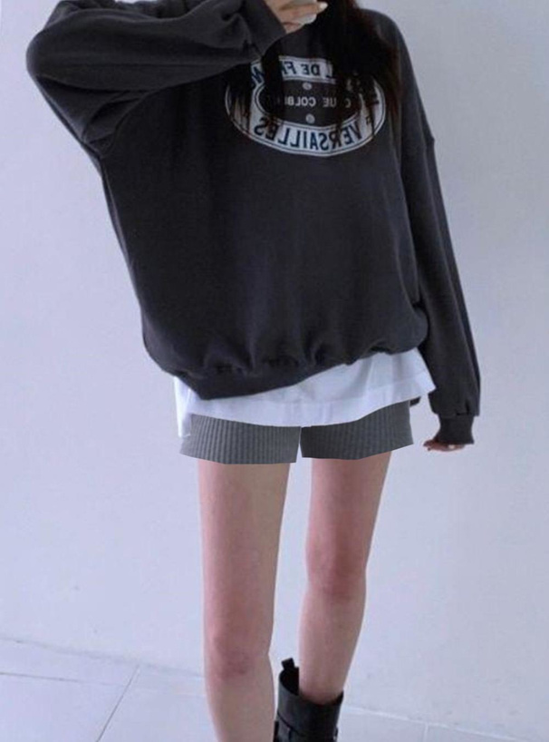ハイウエストリブニットショートパンツ