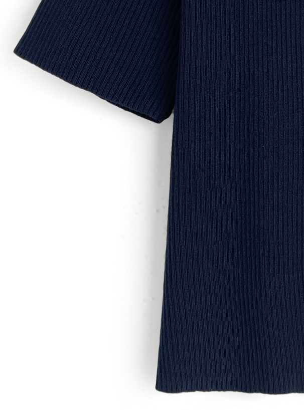 配色ラインリブニットトップス