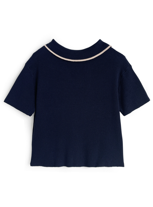 配色ラインリブニットトップス