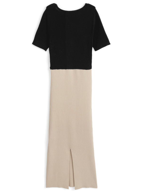 配色レイヤード風ニットワンピース