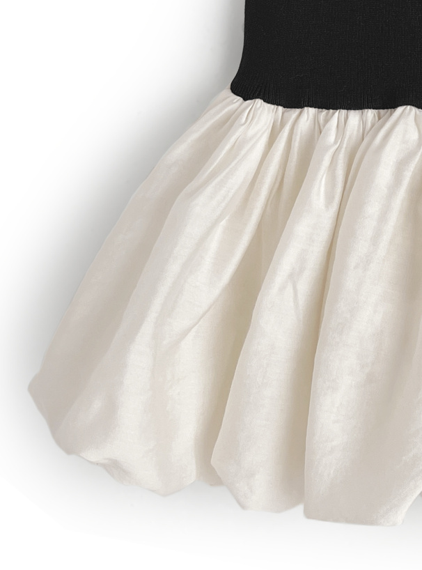 バルーンペプラムノースリーブニットトップス