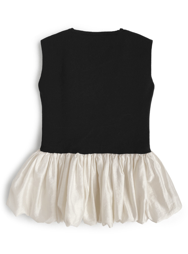 バルーンペプラムノースリーブニットトップス