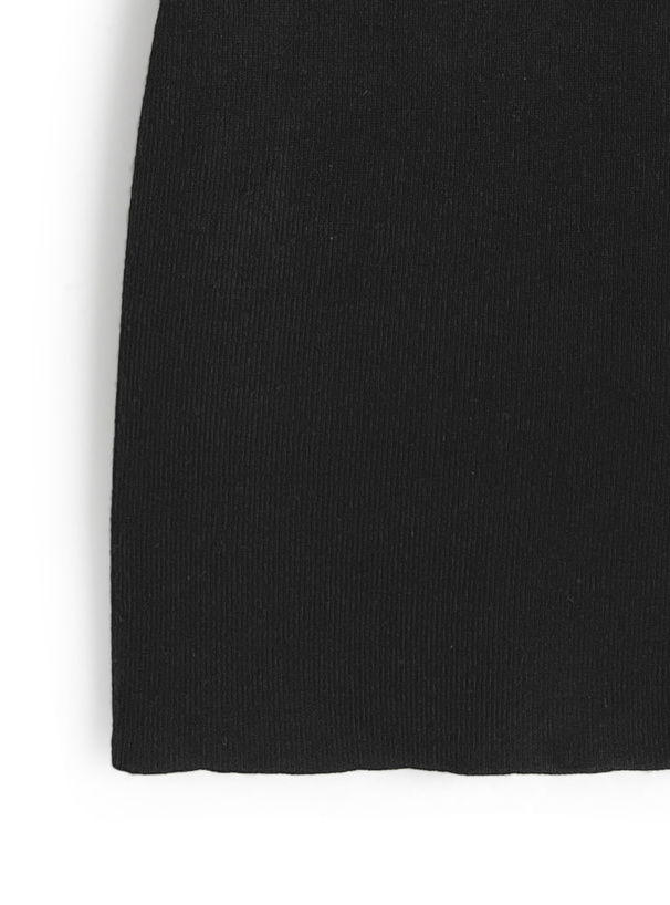 フロントオープンリボン配色ニットミニワンピース