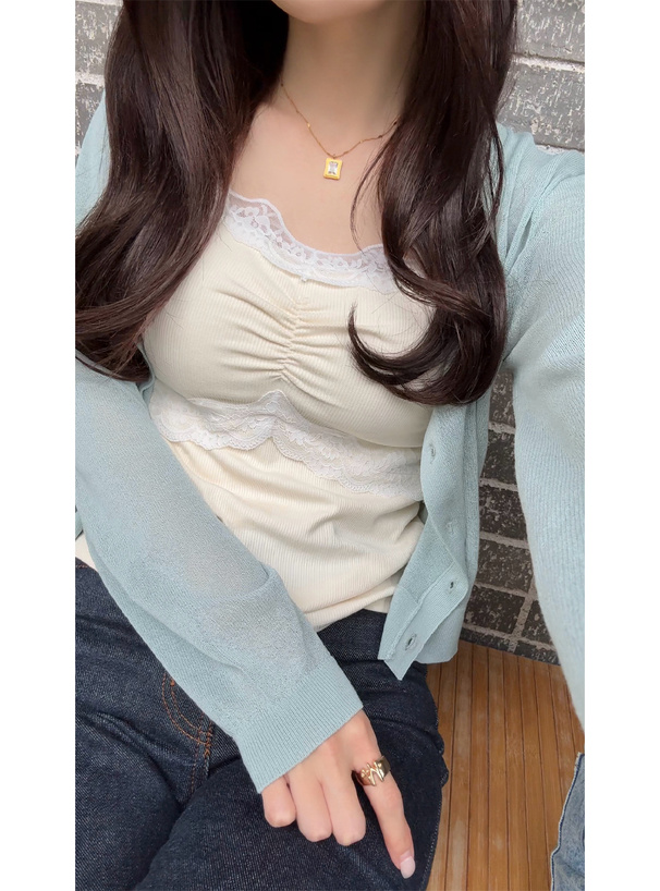 レースリブキャミソール