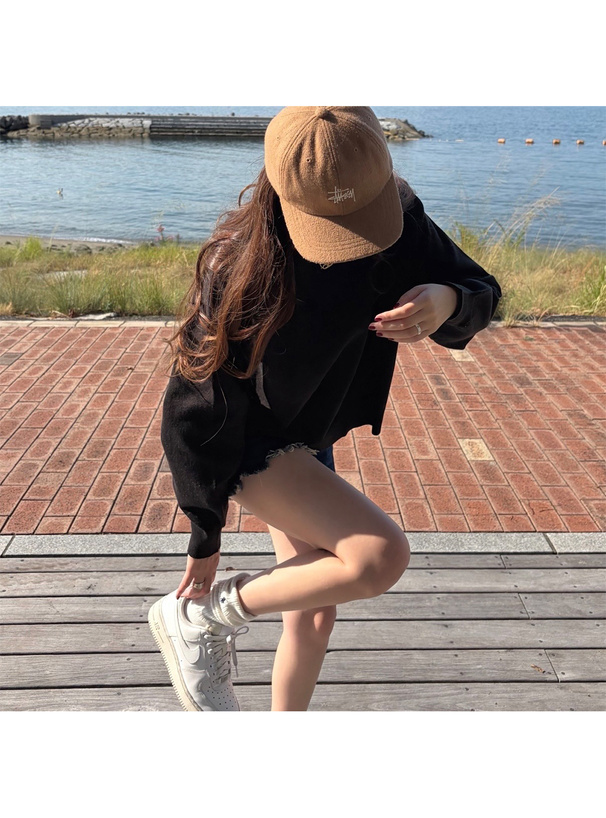 ステッチクルーネックニットトップス