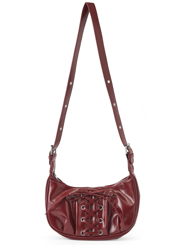 レースアップエナメルショルダーバッグ