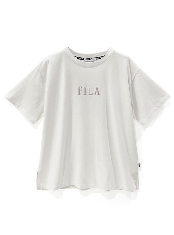 FILAロゴ刺繍サイドスリットTシャツ