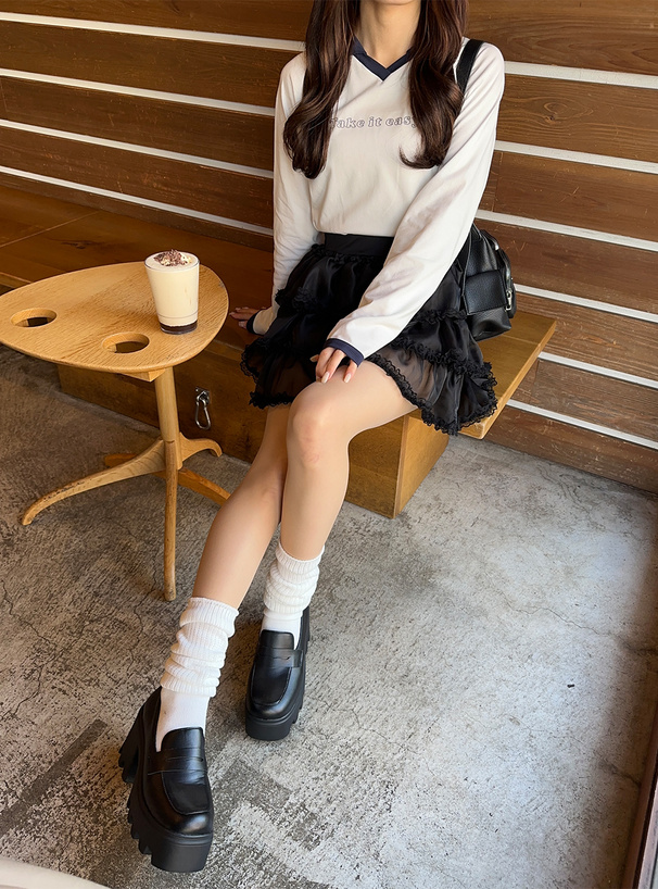 ロゴ配色シャツロンT