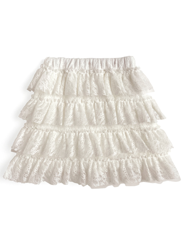 インパン裏地付レースティアードミニスカート