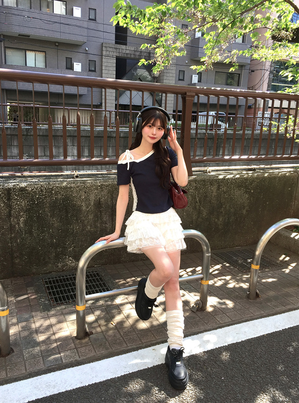 インパン裏地付レースティアードミニスカート
