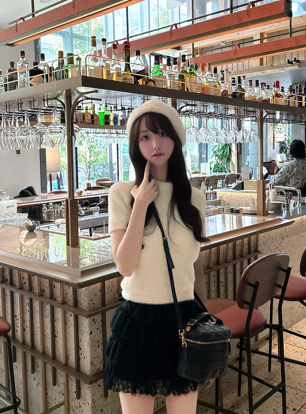 インパン裏地付レースティアードミニスカート